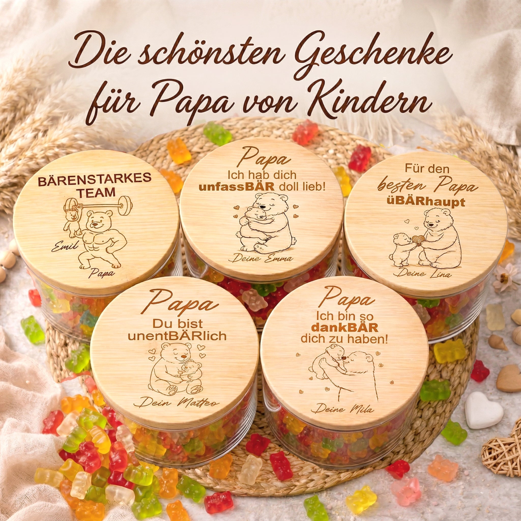 Geschenk für Papa von Kindern personalisiert – emotionales Papa Geschenk mit Namen