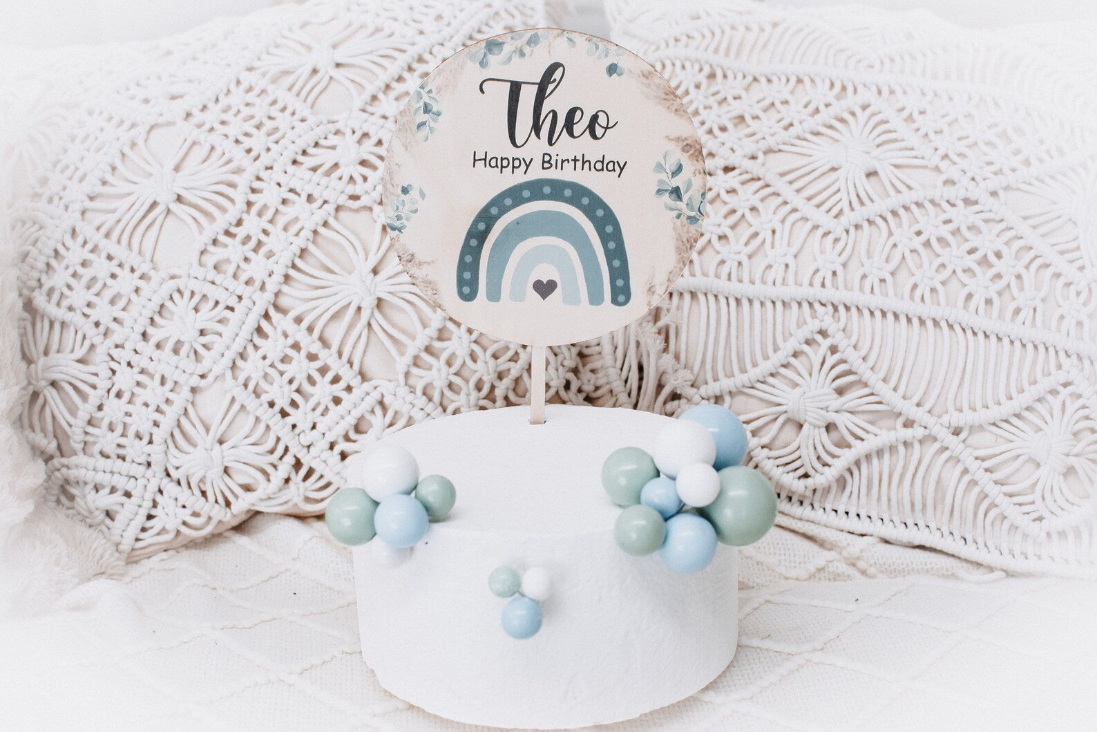 Caketopper Regenbogen blau