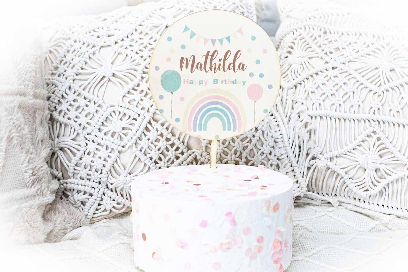 Caketopper Regenbogen pastell