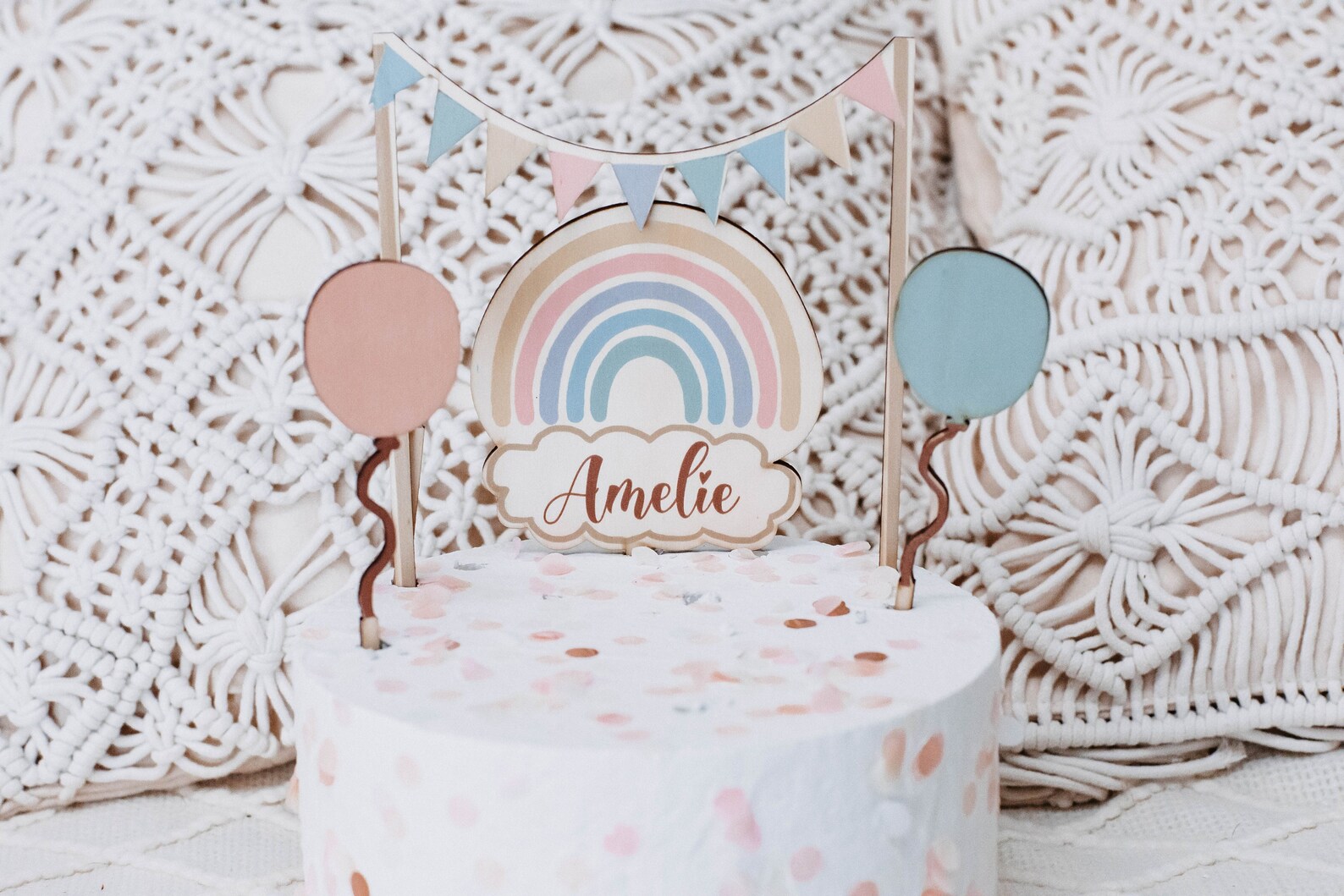 Caketopper Set Regenbogen pastell