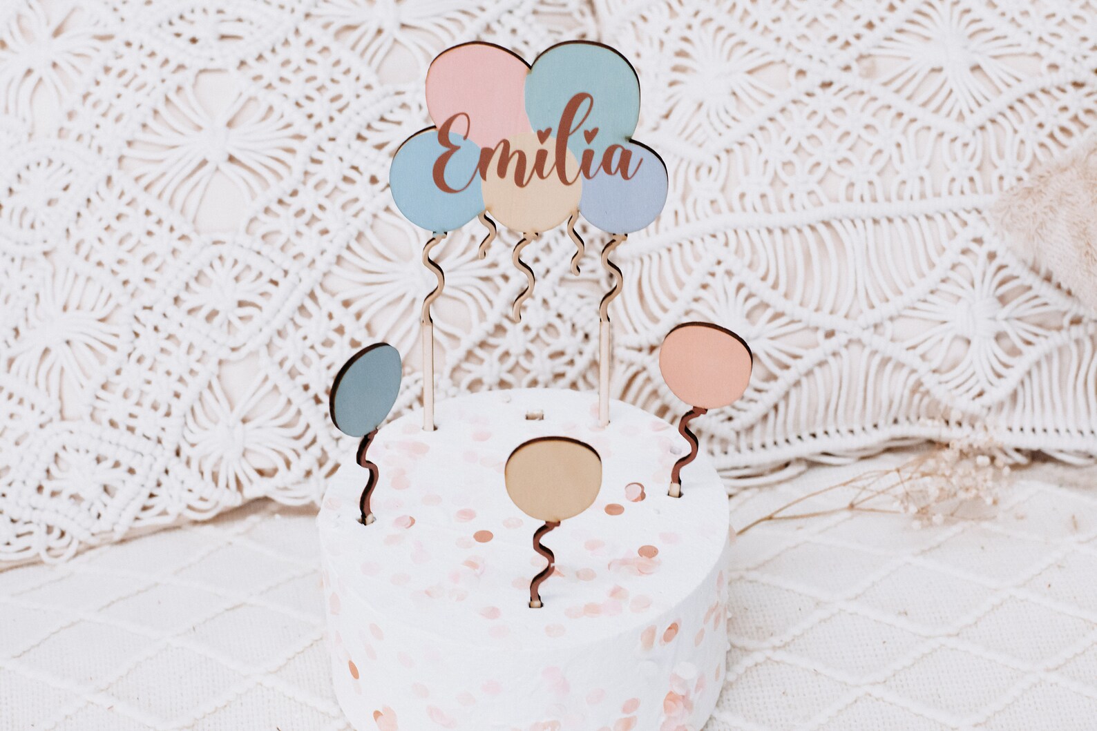 Caketopper Set Luftballons pastell