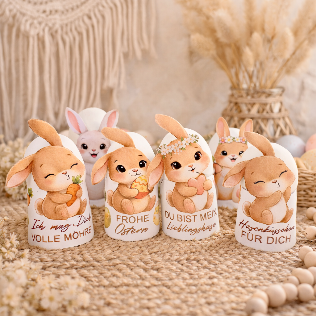 Eierbecher Ostern Druckvorlage PDF Osterhasen Eierbecher zum Ausdrucken Ostergeschenk DIY Tischdeko Ostern Mitbringsel & Gastgeschenk