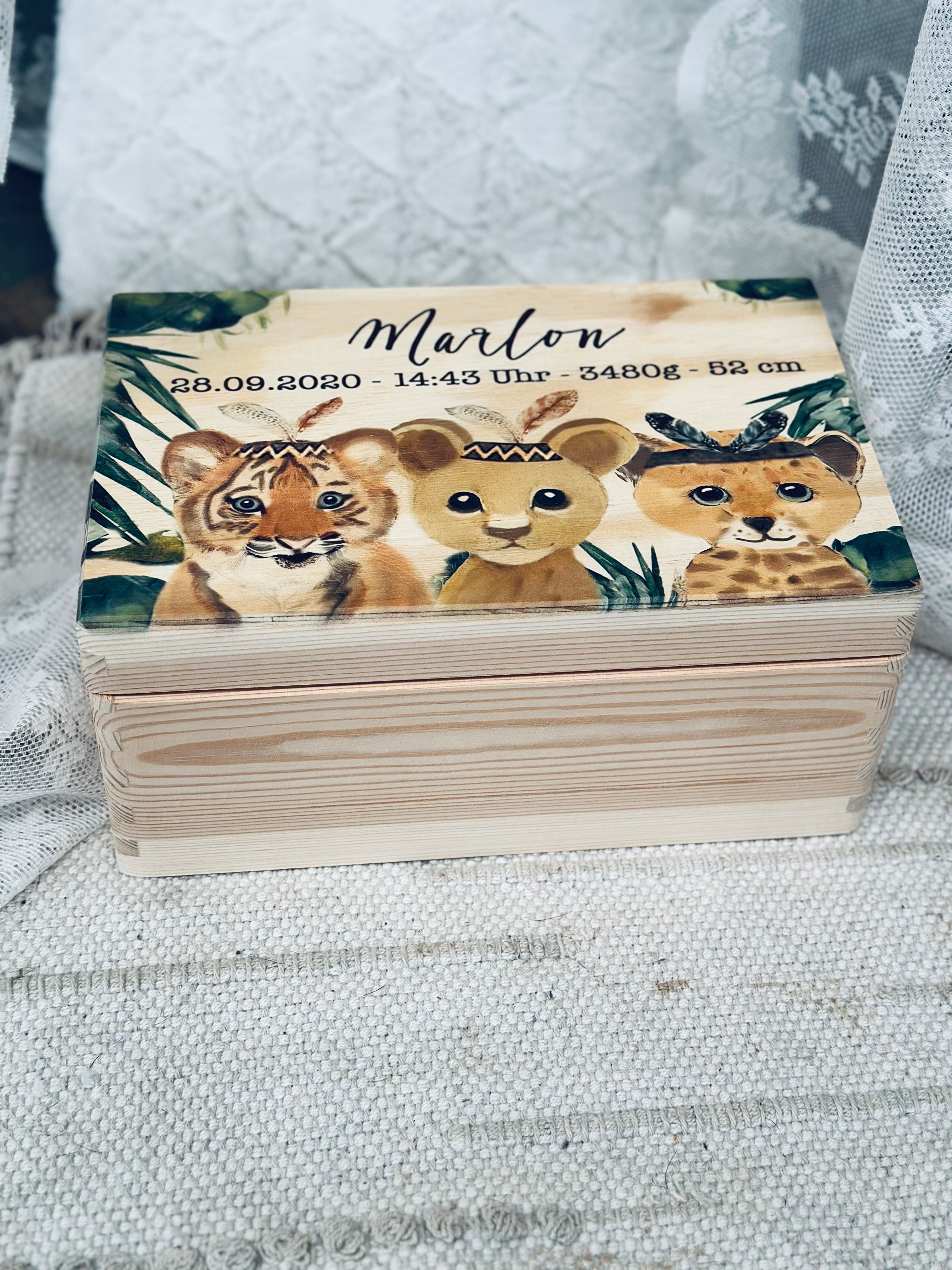 Erinnerungskiste Tiger Löwe Leopard