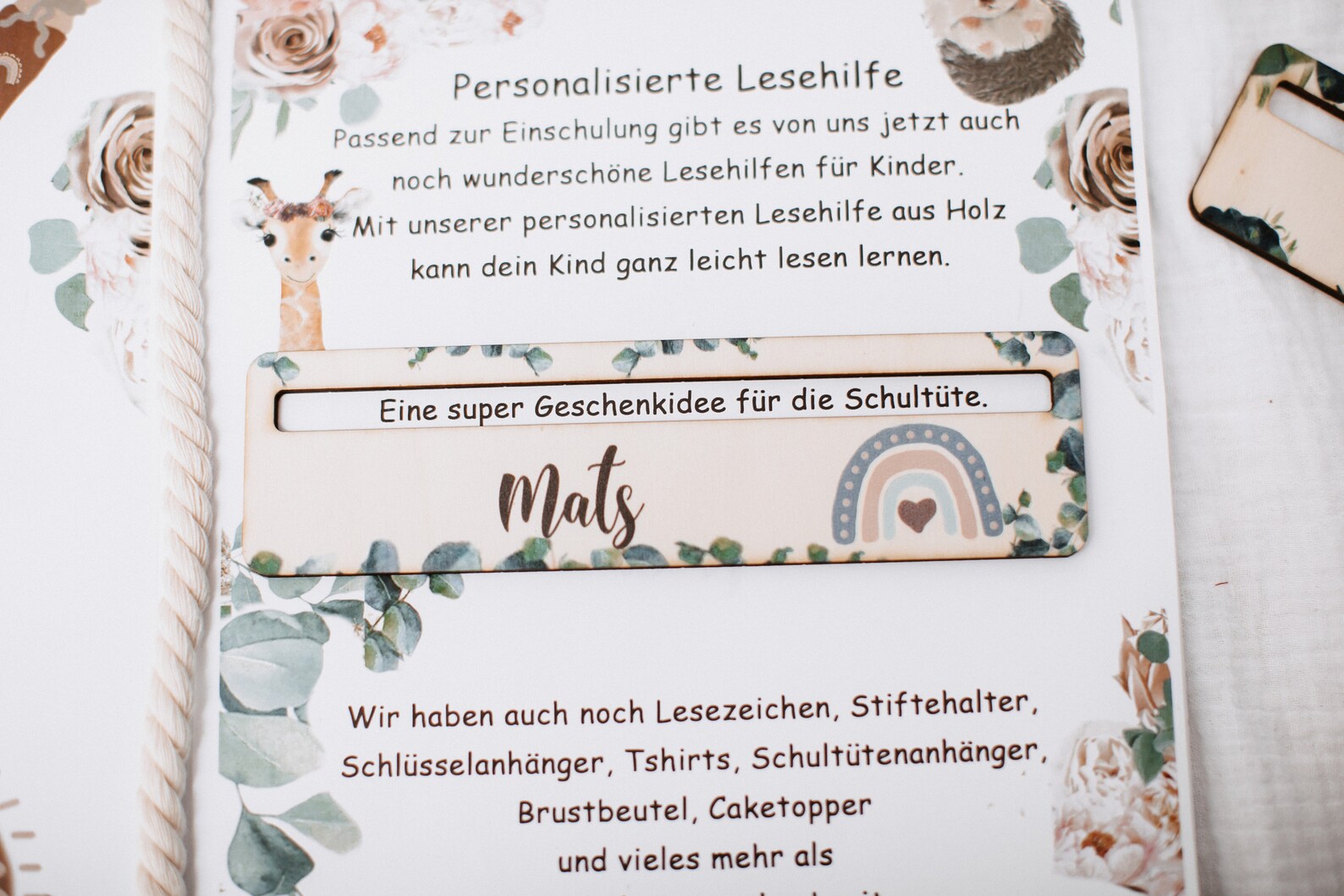 Lesehilfe Regenbogen blau