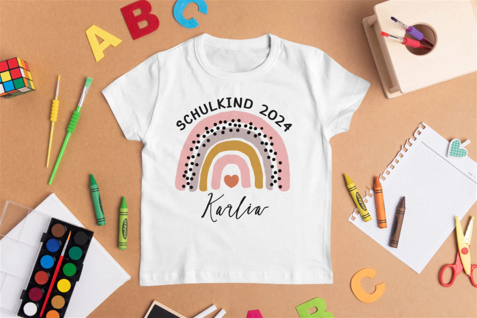 Schulkind T-Shirt Regenbogen Punkte