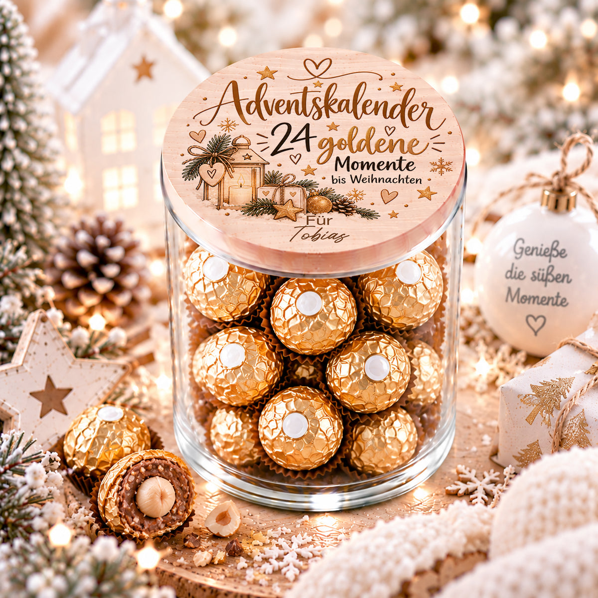 Personalisierter Adventskalender 24 goldene Momente bis Weihnachten