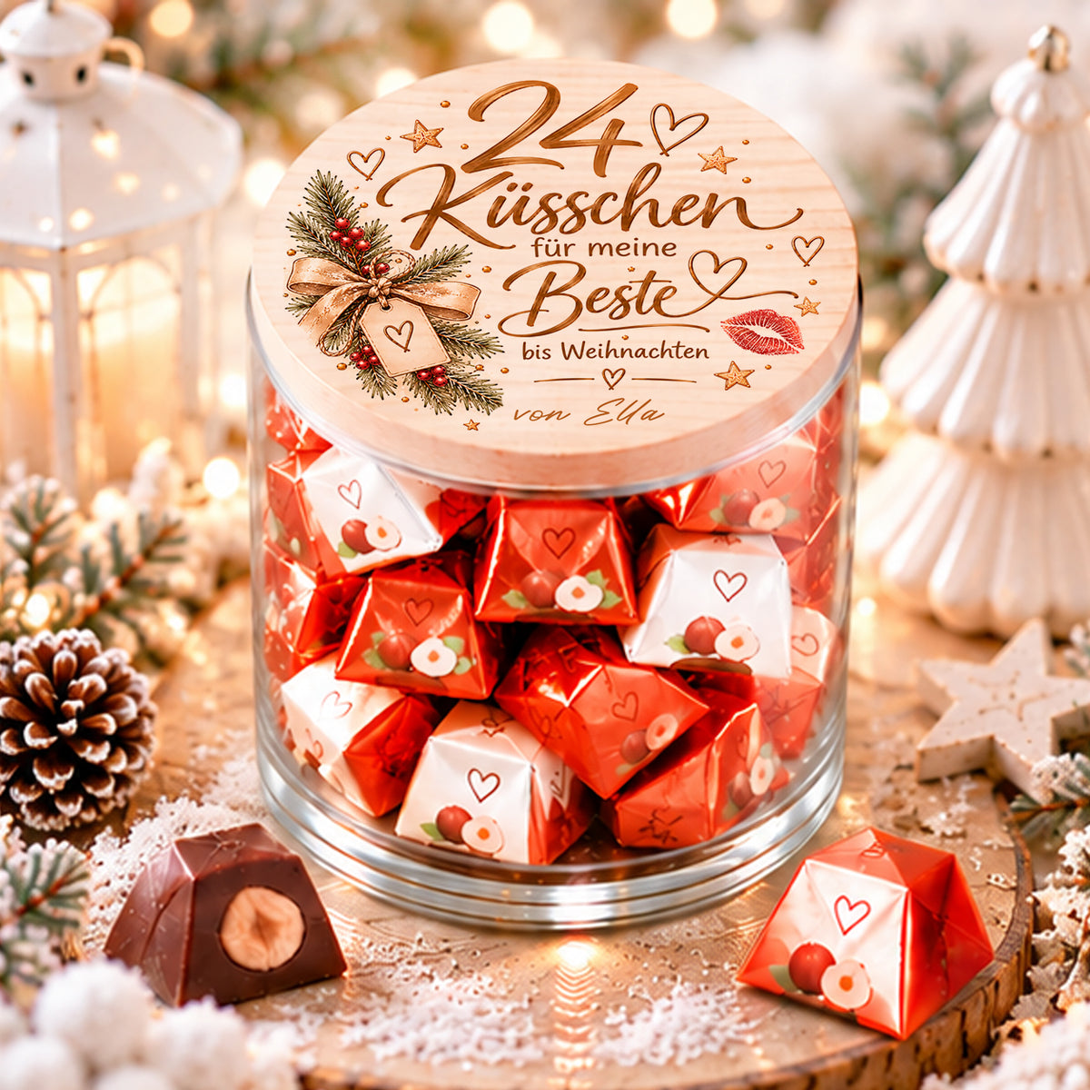 Personalisierter Adventskalender für die beste Freundin mit 24 Küsschen für meine Beste