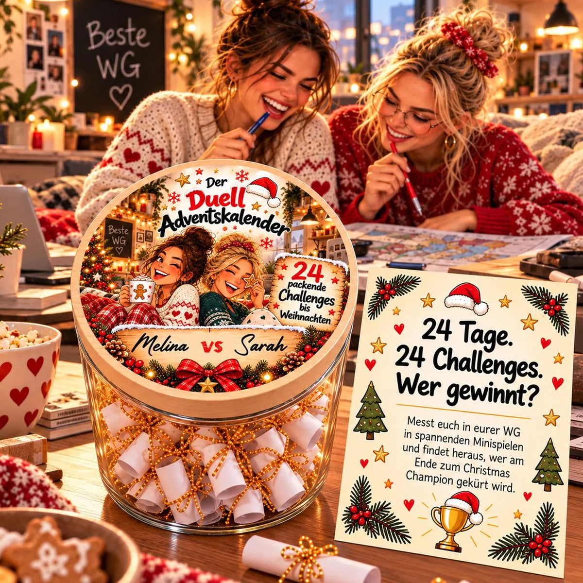 WG-Adventskalender für zwei Frauen mit den Namen