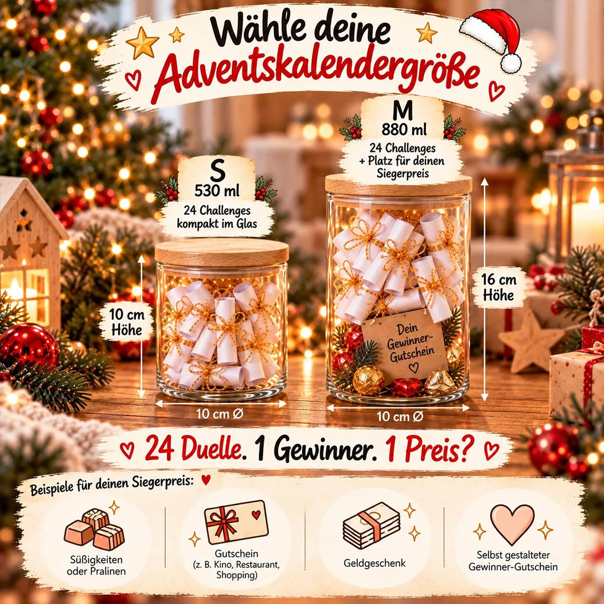 Adventskalender für Mama & Papa personalisiert – 24 Challenges für Eltern
