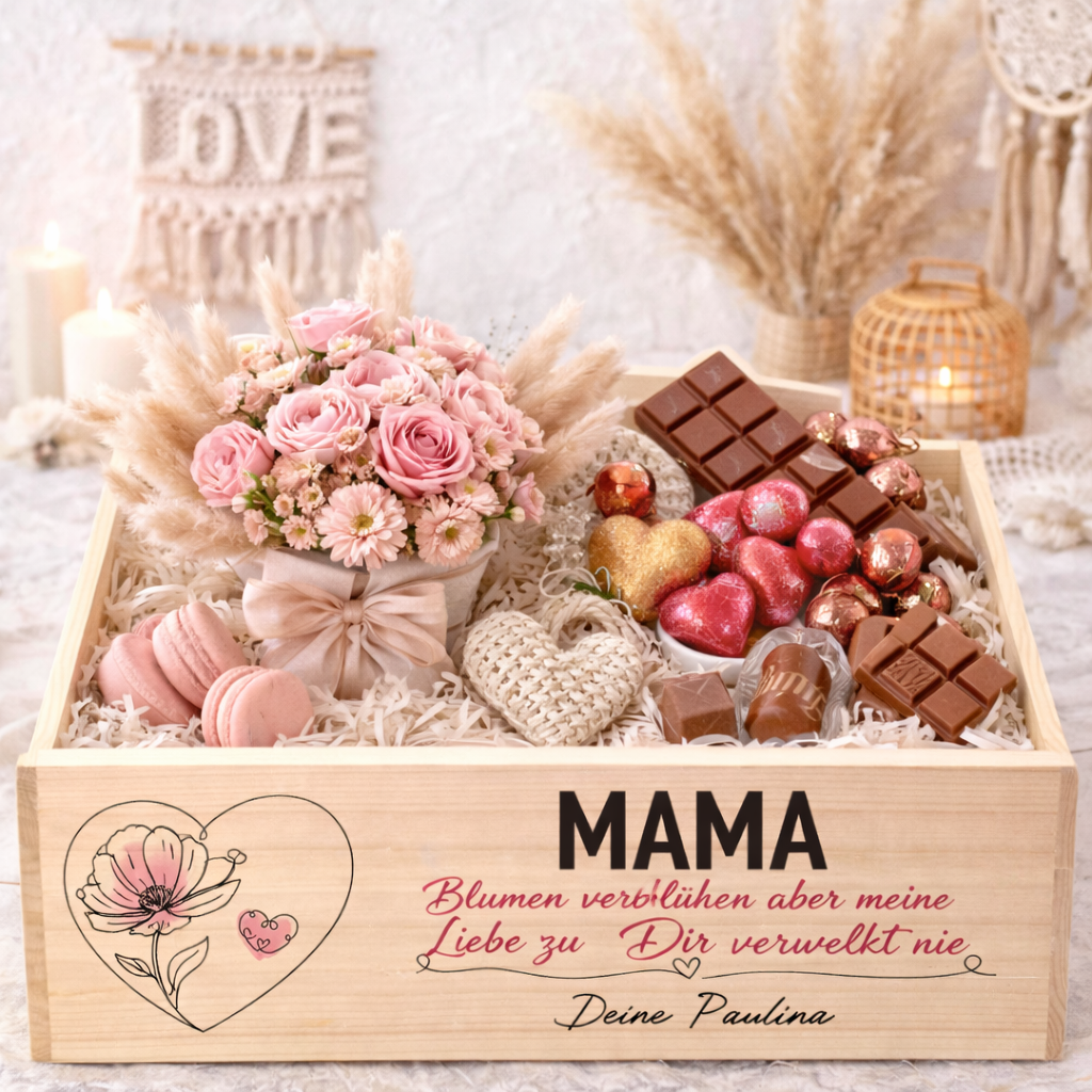 Geschenk für Mama personalisiert Muttertag Geschenkbox Beste Mama der Welt Geschenkidee Muttertag Mama Holzkiste zum Befüllen