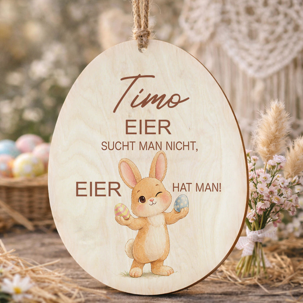 Ostereier Hasen mit Spruch bunt