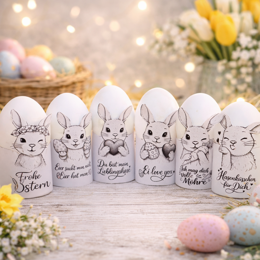 Eierbecher Ostern Druckvorlage PDF Osterhasen Eierbecher zum Ausdrucken Ostergeschenk DIY Tischdeko Ostern Mitbringsel & Gastgeschenk