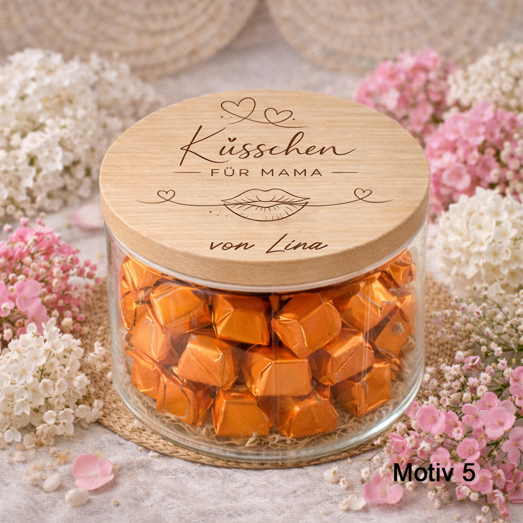 Mama Geschenk personalisiert Küsschen für Mama Ferrero Küsschen Glas mit Name Muttertagsgeschenk Mama Vorratsglas Süßigkeiten Geschenk