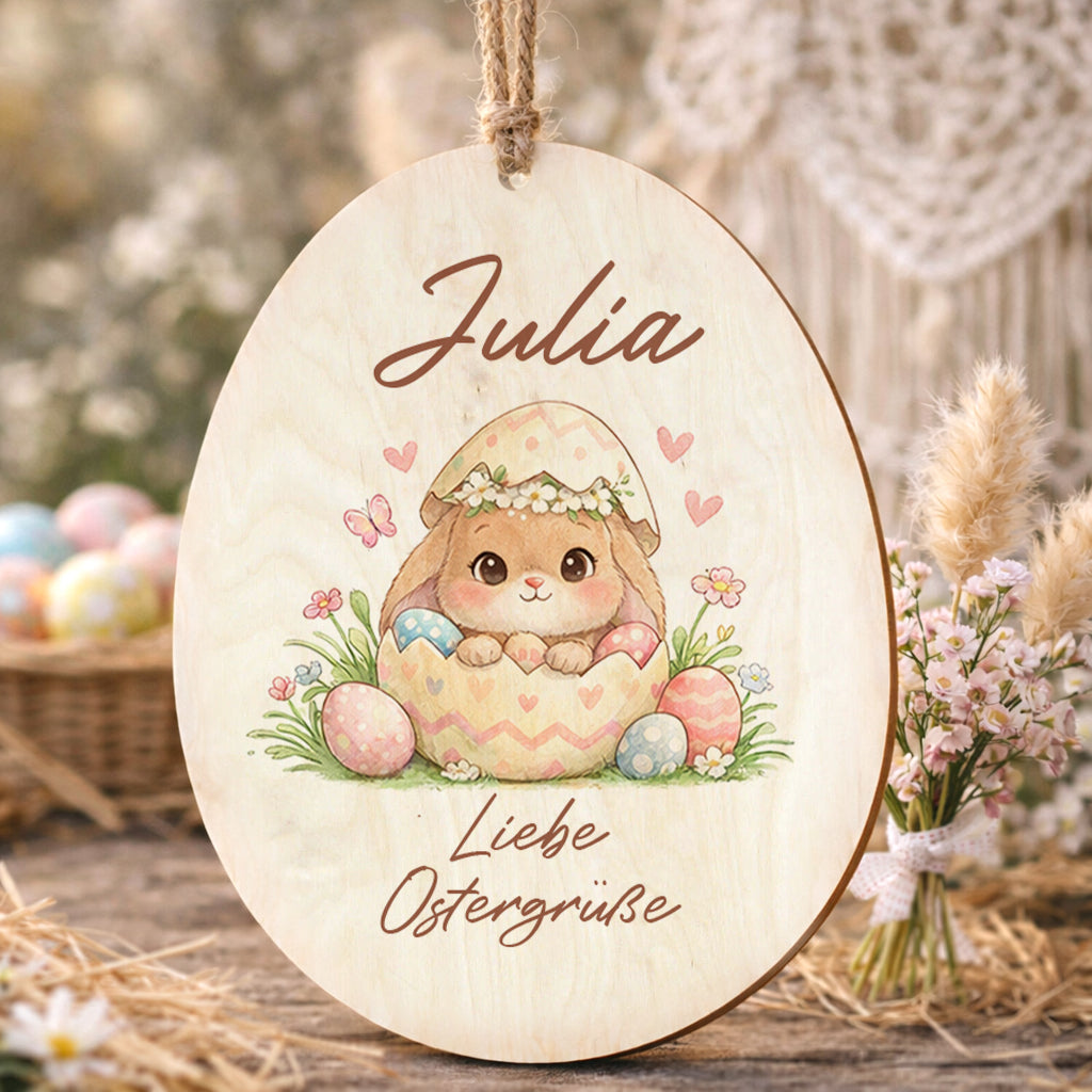 Ostereier Hasen mit Spruch bunt