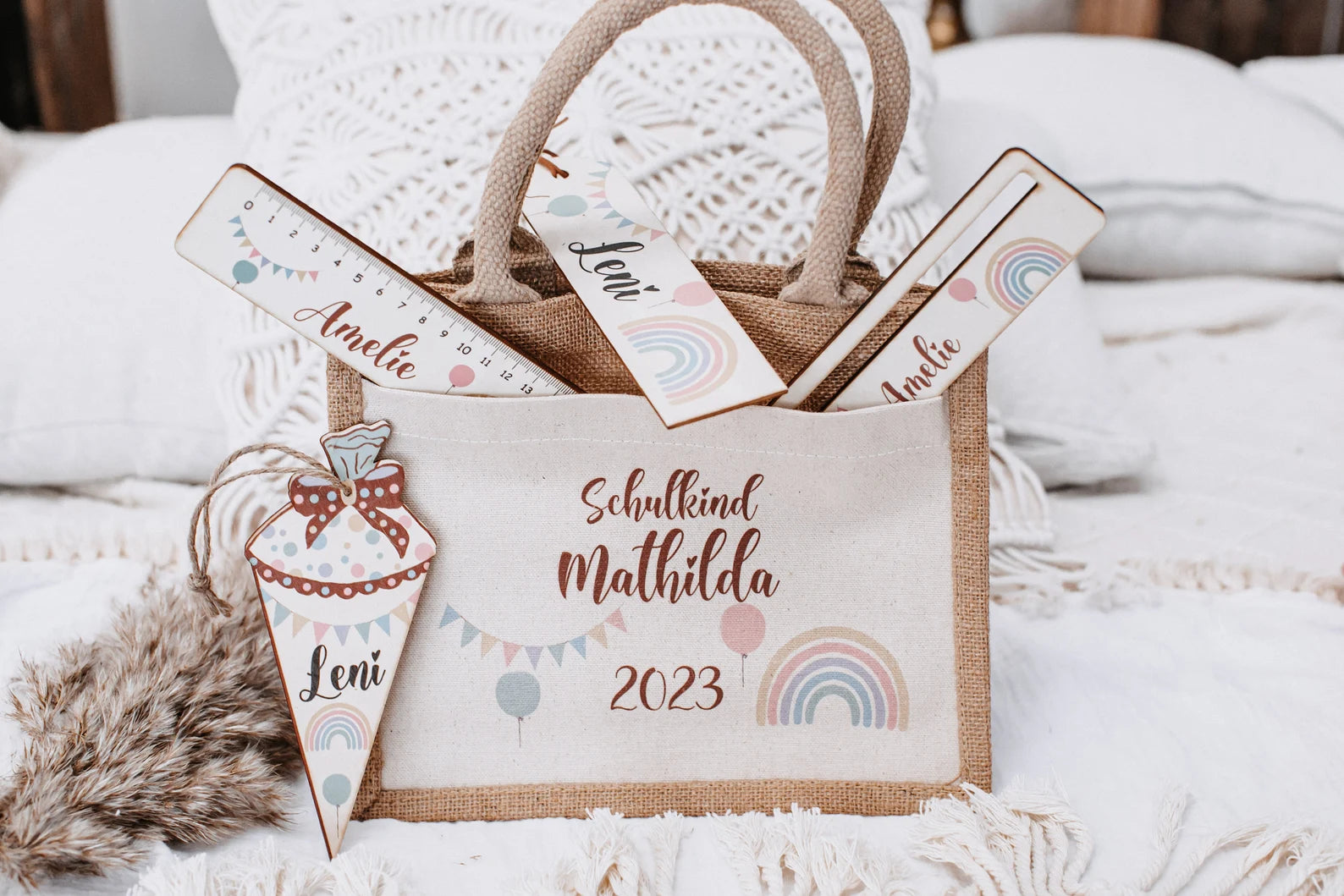 Schulkind Set Regenbogen pastell