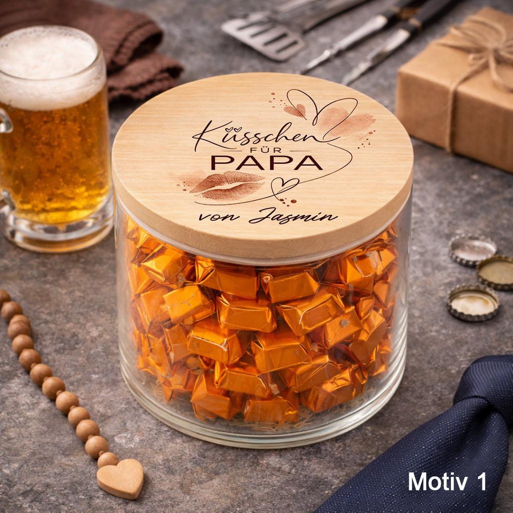 Papa Geschenk personalisiert Küsschen für Papa Ferrero Küsschen Glas Vatertag Geschenk Papa Süßigkeiten Geschenk für Papa von Kindern