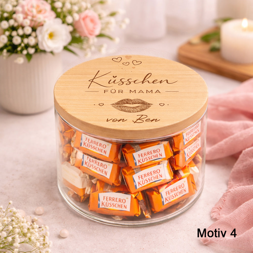 Mama Geschenk personalisiert Küsschen für Mama Ferrero Küsschen Glas mit Name Muttertagsgeschenk Mama Vorratsglas Süßigkeiten Geschenk