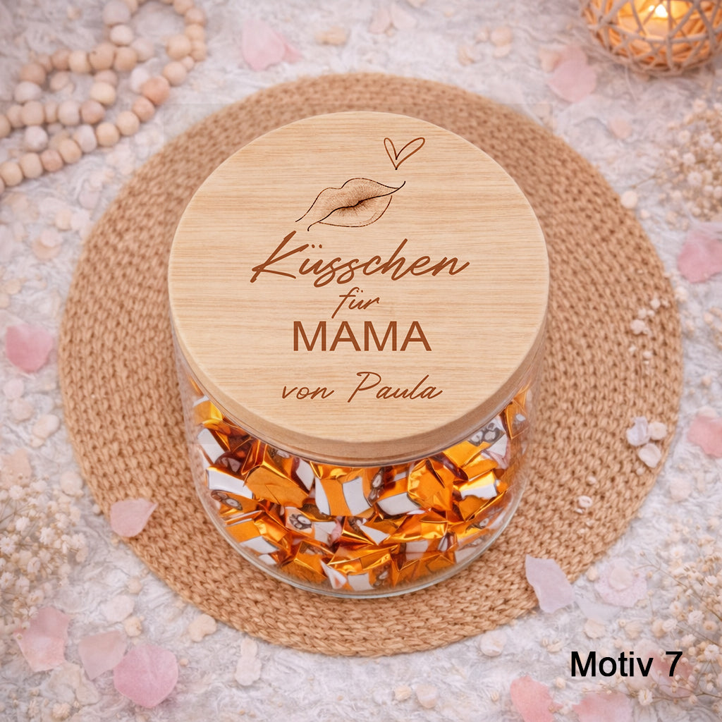 Mama Geschenk personalisiert – Küsschen für die beste Mama der Welt Muttertag Vorratsglas Ferrero Küsschen Mama Geburtstag Geschenk Idee