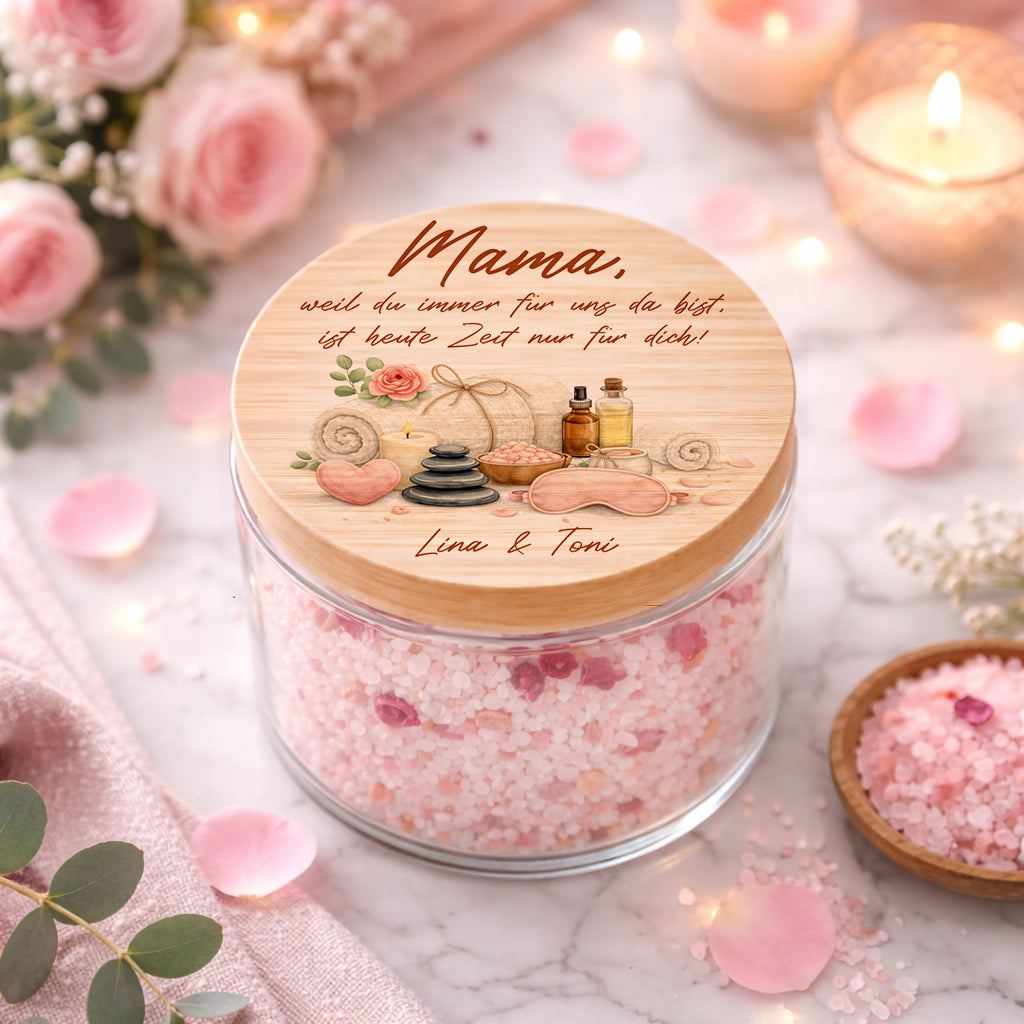 Mama Geschenk Wellness personalisiert Muttertag Geschenk Spa Vorratsglas Badesalz Mama Entspannung Geschenk beste Mama der Welt