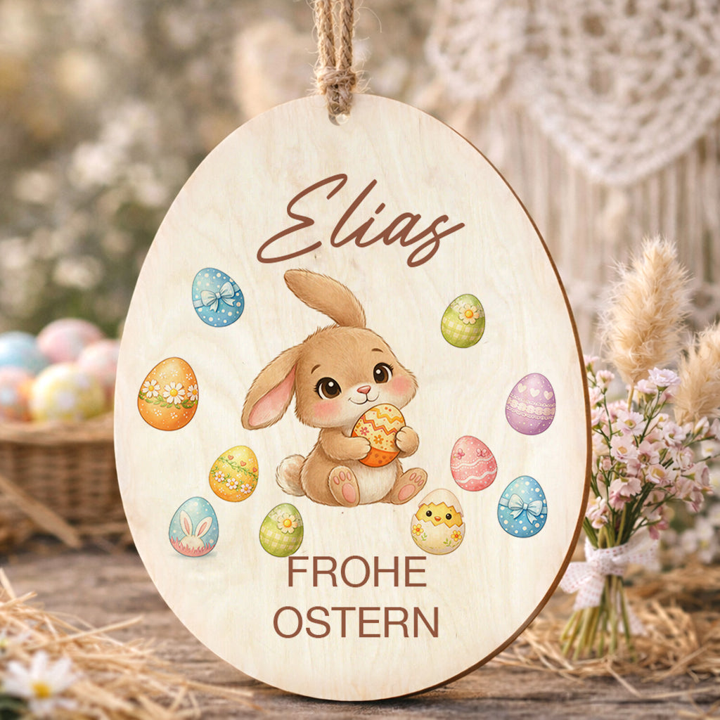 Ostereier Hasen mit Spruch bunt