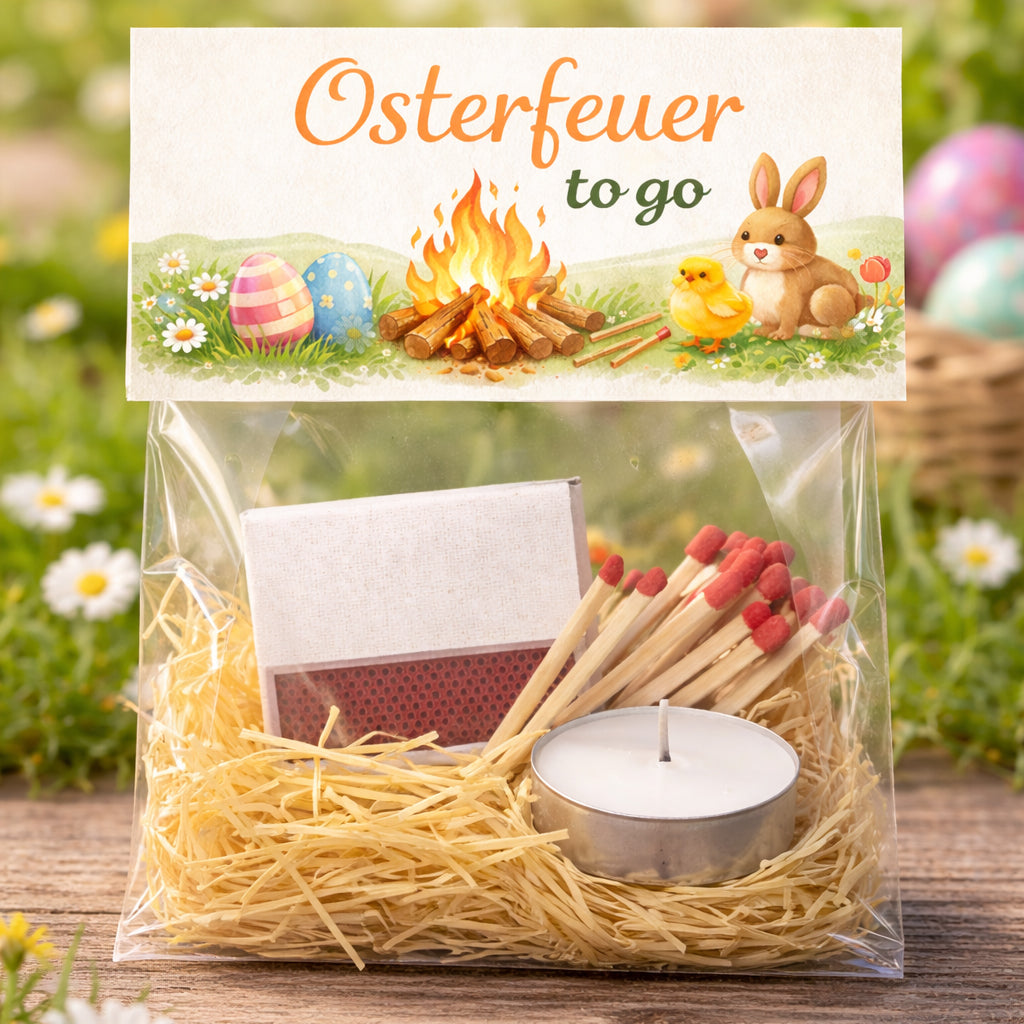 Ostern Druckvorlage Osterfeuer to go – Ostergeschenk & Gastgeschenk zu Ostern Mitbringsel Ostern DIY Osterdeko Download Etikett