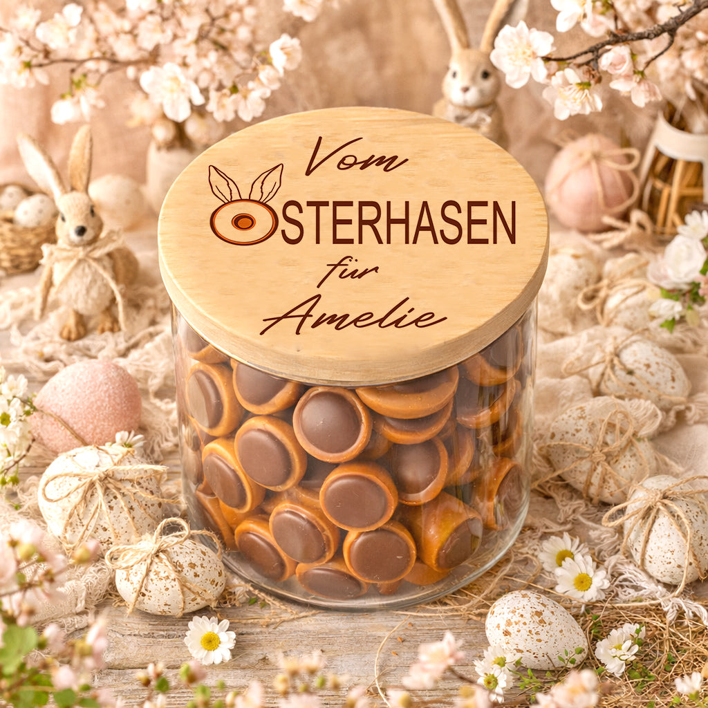 Geschenk zu Ostern personalisiert Vorratsglas „Vom Osterhasen“ Geschenk zu Ostern Osterdeko nachhaltig Osternest Toffifee Ostergeschenk