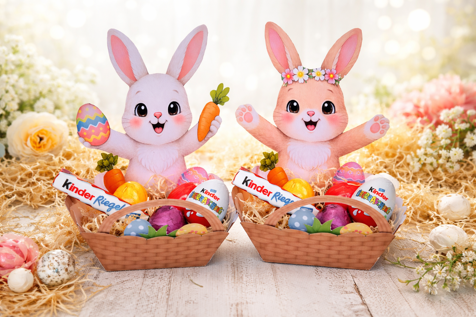 Osterkörbchen zum Ausdrucken Osterkorb Bastelvorlage Kinder Hasenkorb Download Ostergeschenk DIY Ostern Druckvorlage Osternest Ostereier