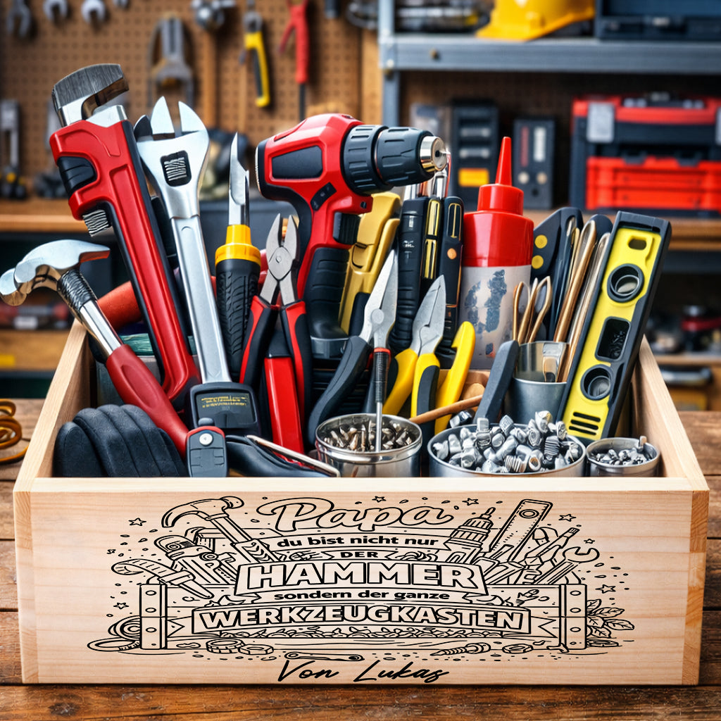 papa du biste der hammer Werkzeugkiste personalisiertes Papa Geschenk Vatertag Geschenk mit Name