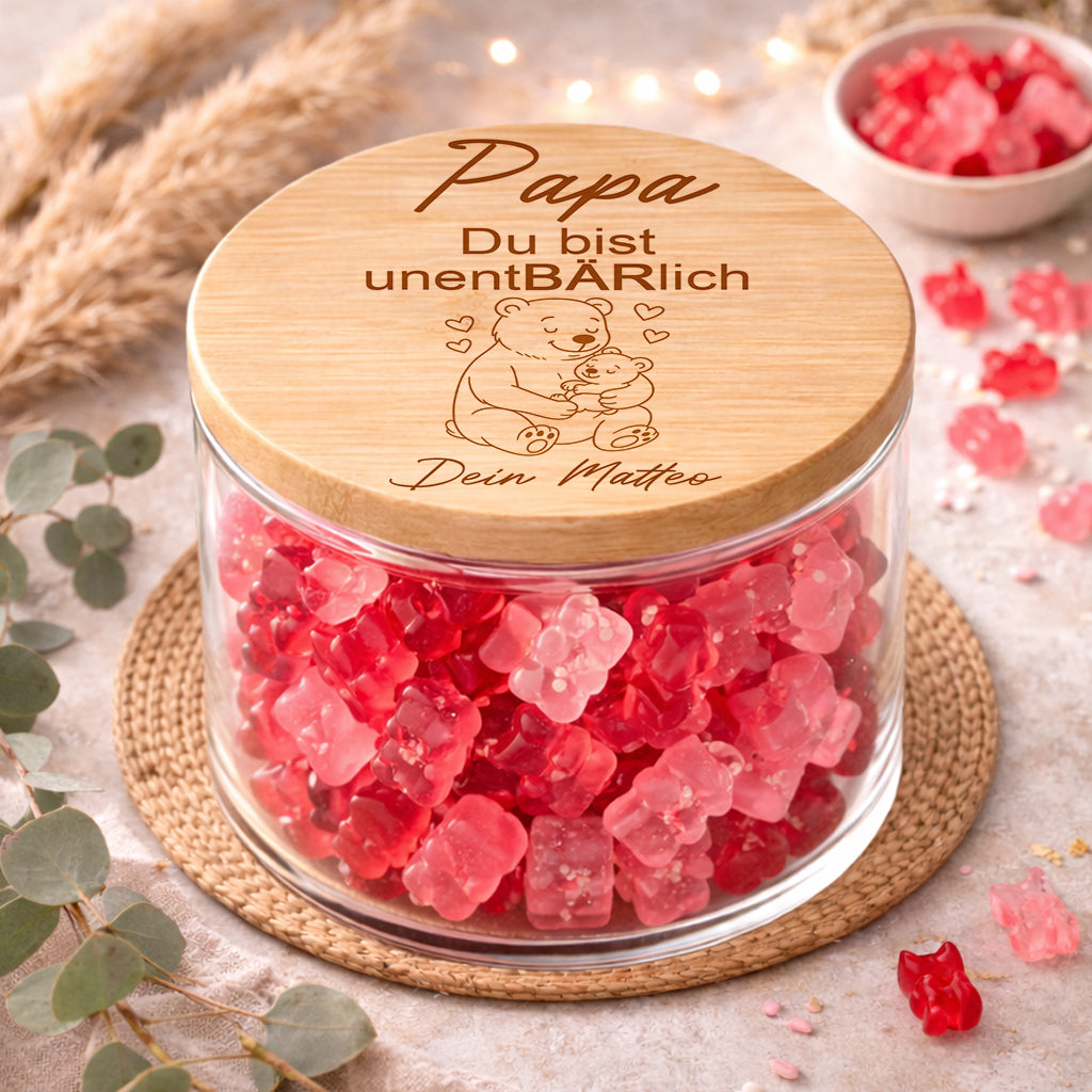 Papa Geschenk personalisiert Papa du bist unentBÄRlich Vatertagsgeschenk Papa Gummibärchen Glas Geschenk für Papa von Kind