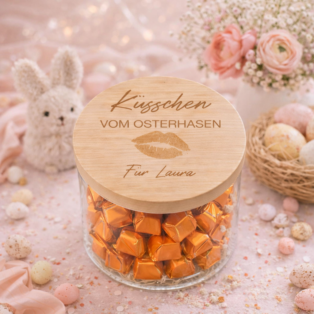 Ostergeschenk personalisiert Vorratsglas Küsschen Ostern Ferrero Küsschen Geschenk zu Ostern Osternest