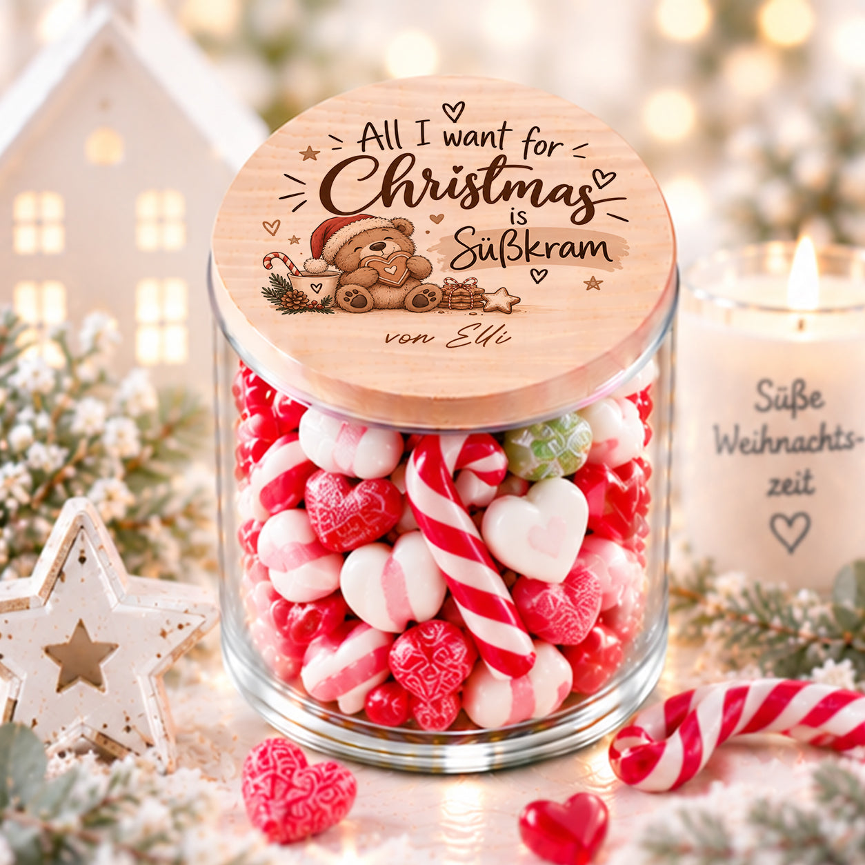 Süßigkeitenglas Weihnachten personalisiert