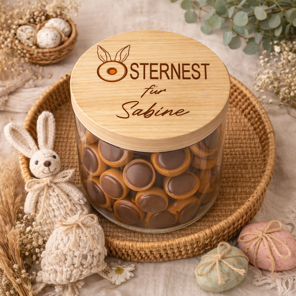 Vorratsglas Ostern personalisiert Osternest Geschenk zu Ostern Osterdeko Osterkörbchen Toffifee Ostergeschenk