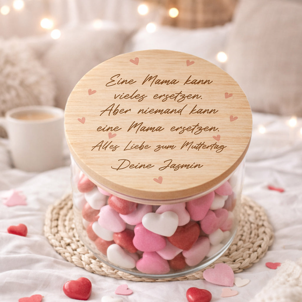 Muttertag Geschenk für Mama personalisiert Vorratsglas Beste Mama der Welt – Muttertagsgeschenk von Kindern – Vorratsglas mit Holzdeckel