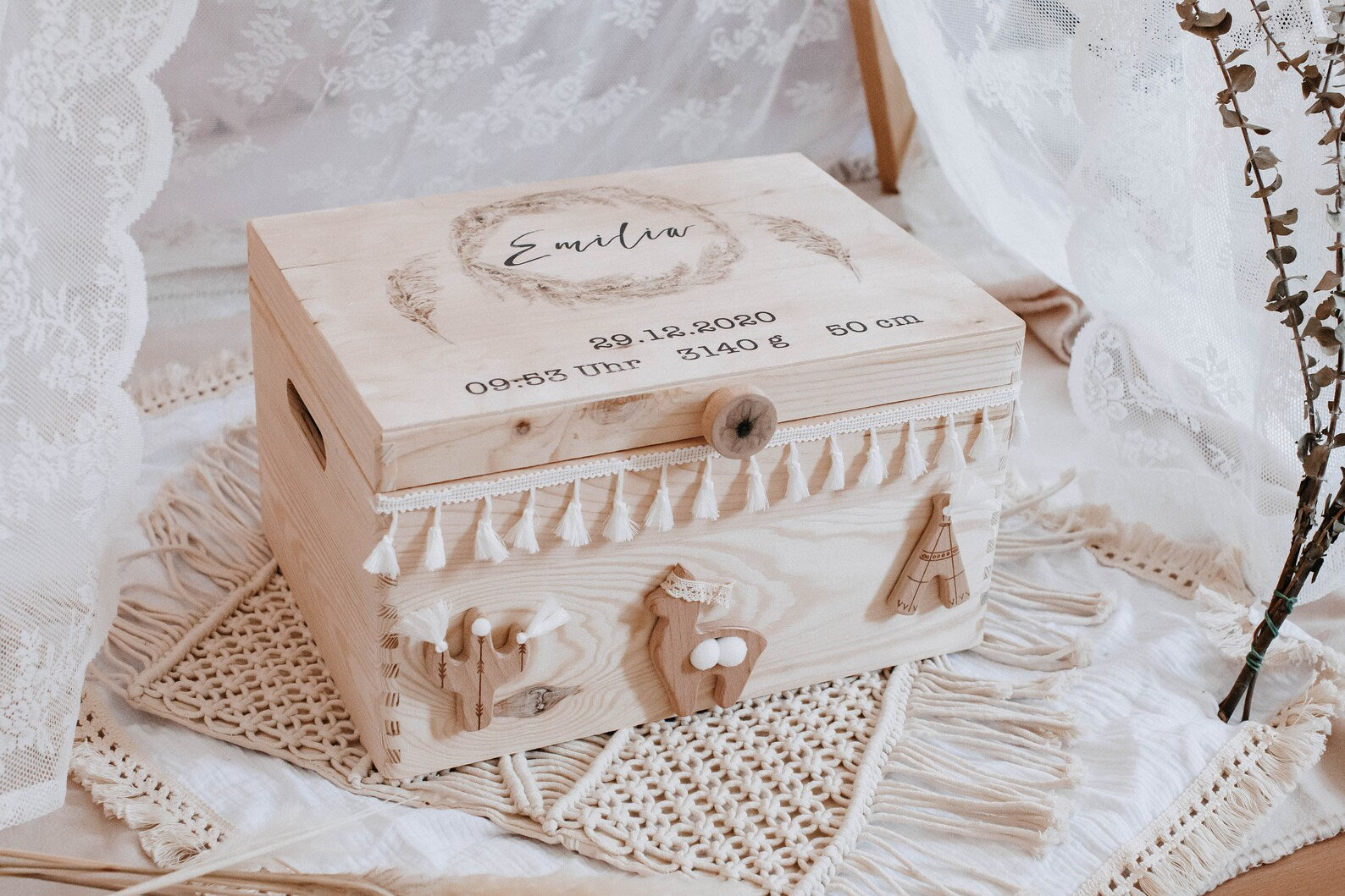 Erinnerungskiste Boho Holz