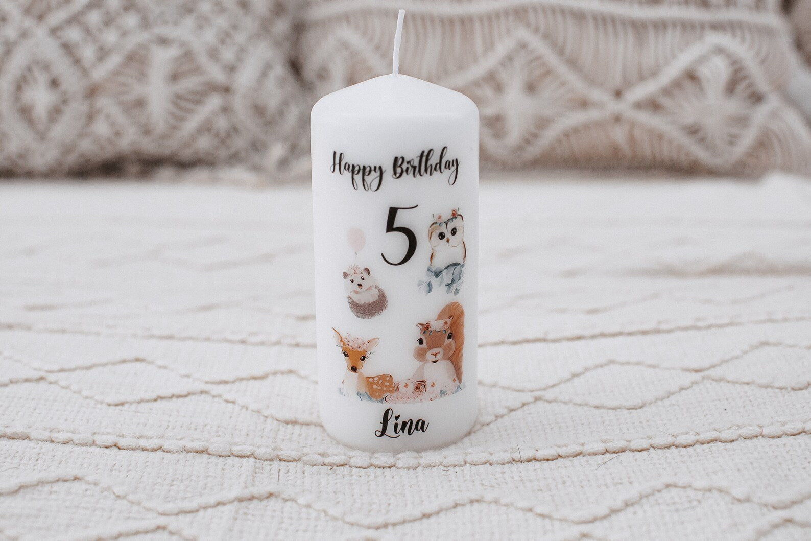 Geburtstagskerze Waldtiere Mädchen