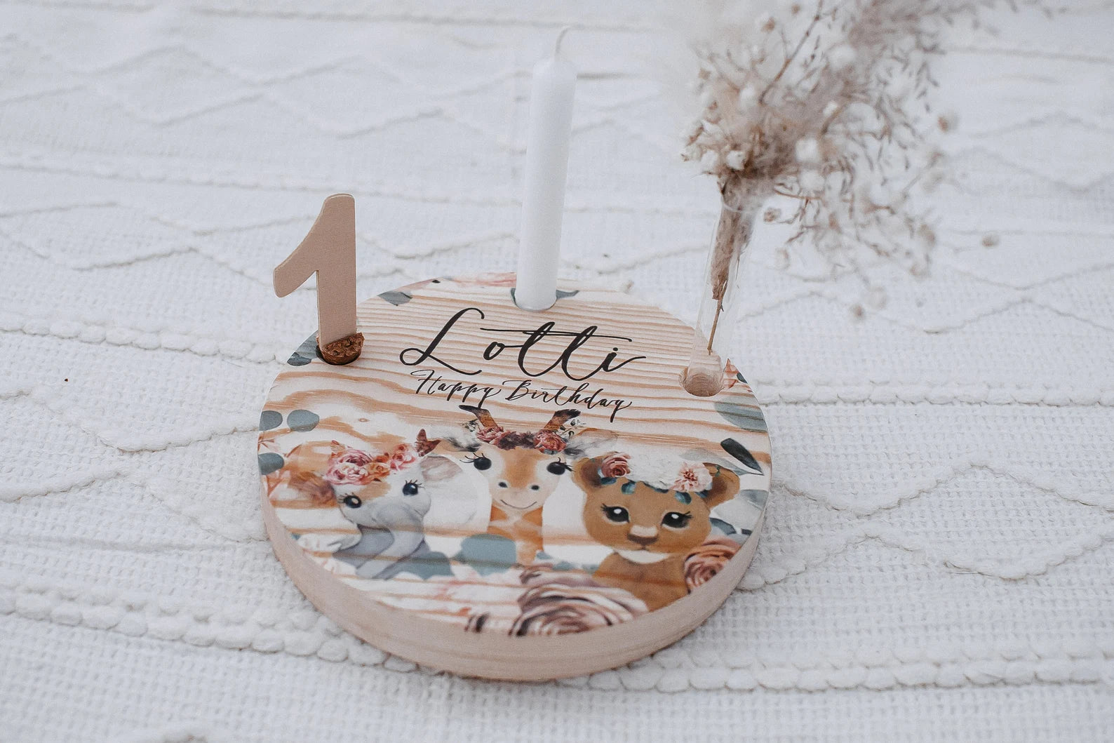 Geburtstagsteller Elefant Giraffe Löwe