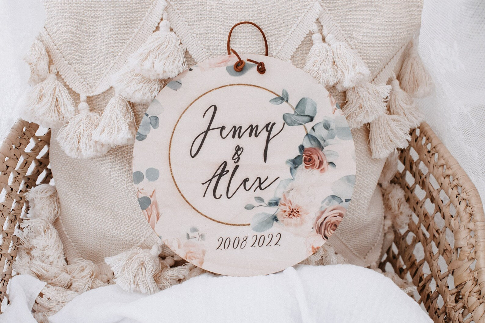 Hochzeitsschild Blumenkranz