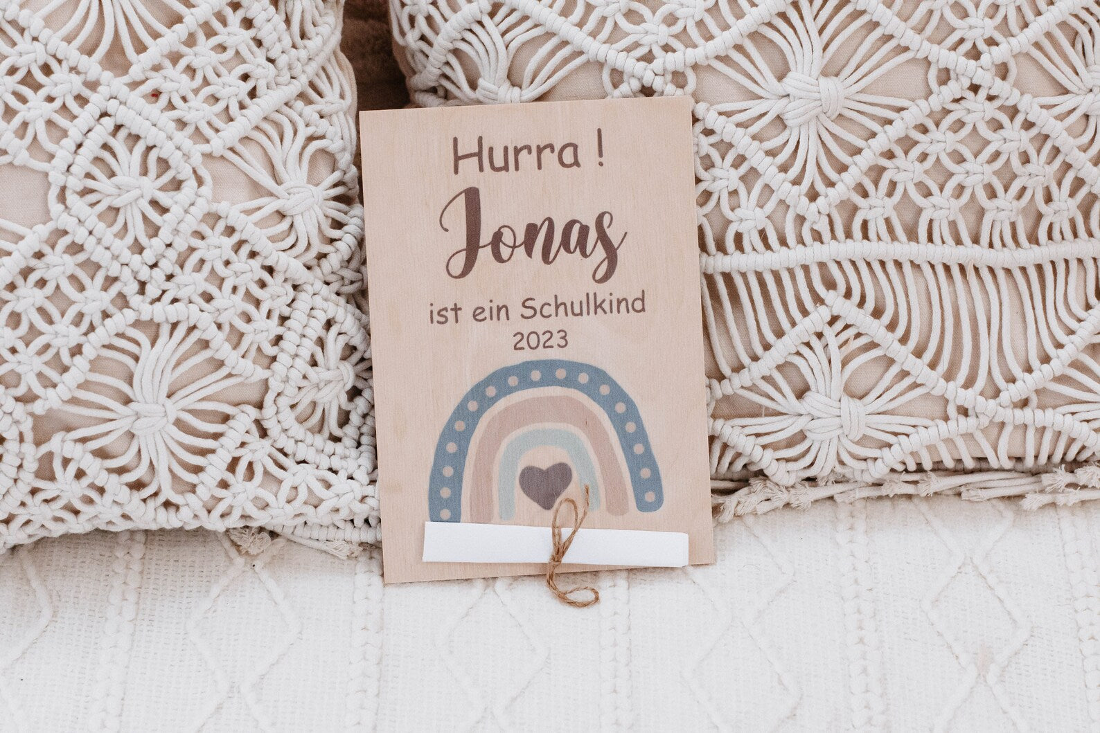 Karte Einschulung Regenbogen blau