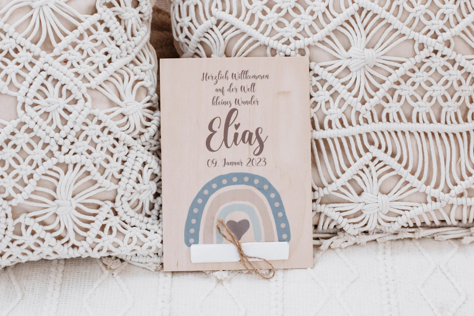 Karte Geburt Regenbogen blau