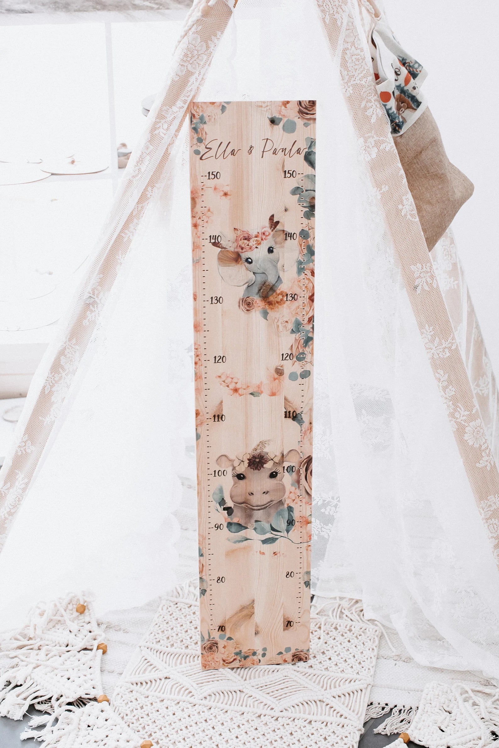 Messlatte Geschwister Elefant Nilpferd