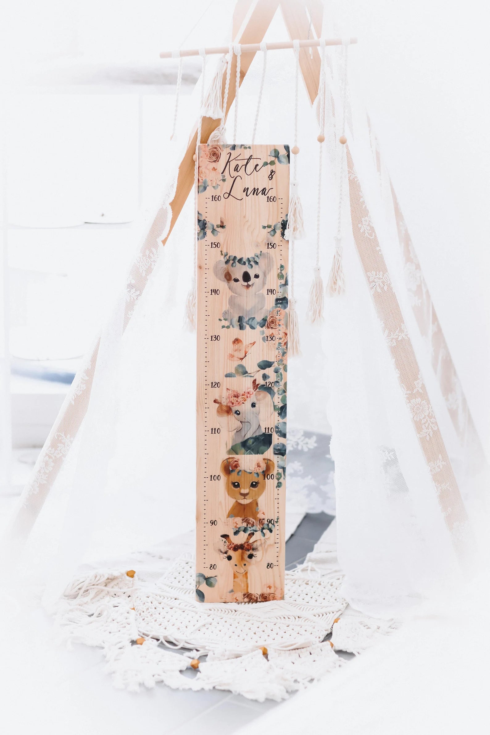 Messlatte Geschwister Koala Elefant Löwe Giraffe