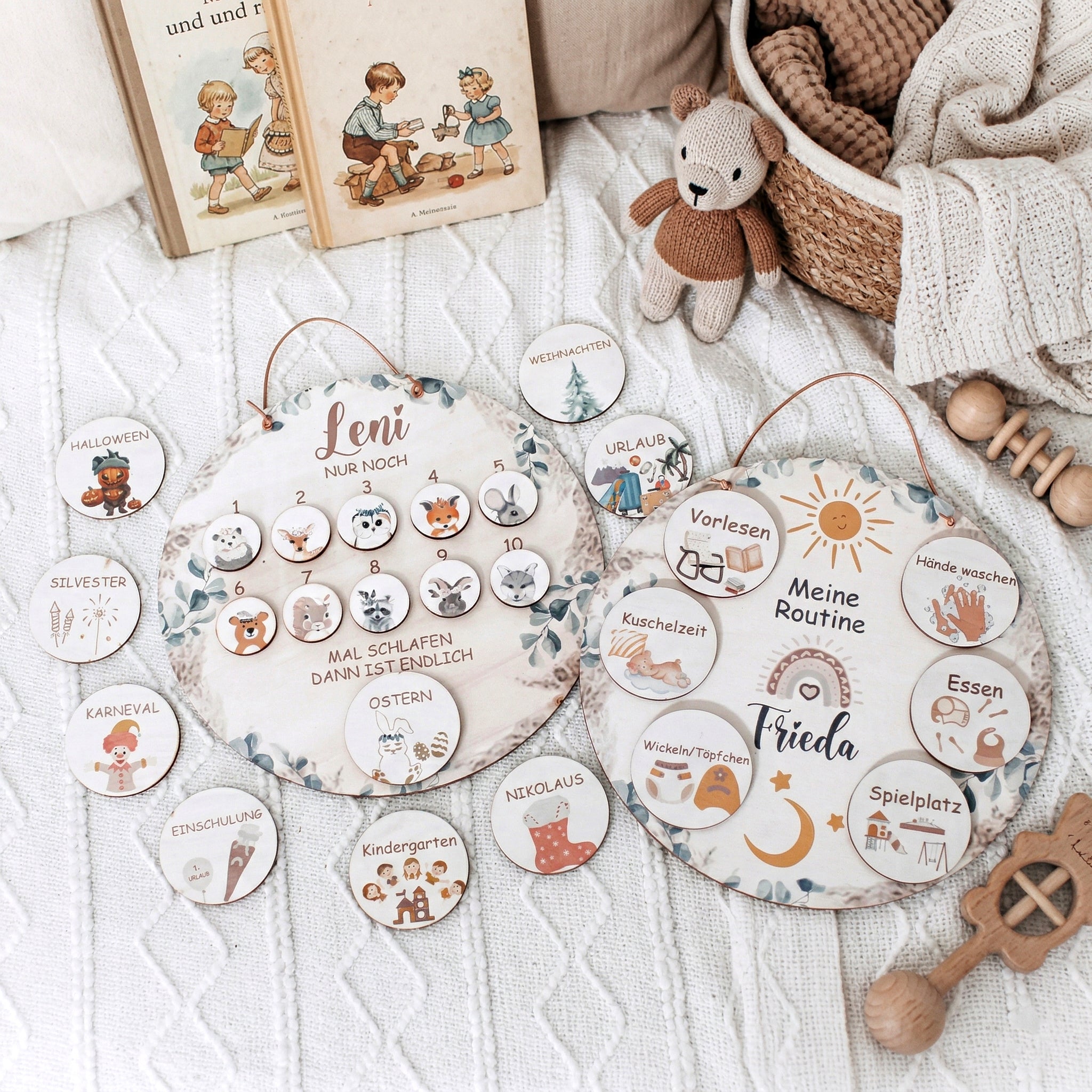 Personalisierte Routinekarten und Countdown Tafel für Kinder Tagesablauf lernen