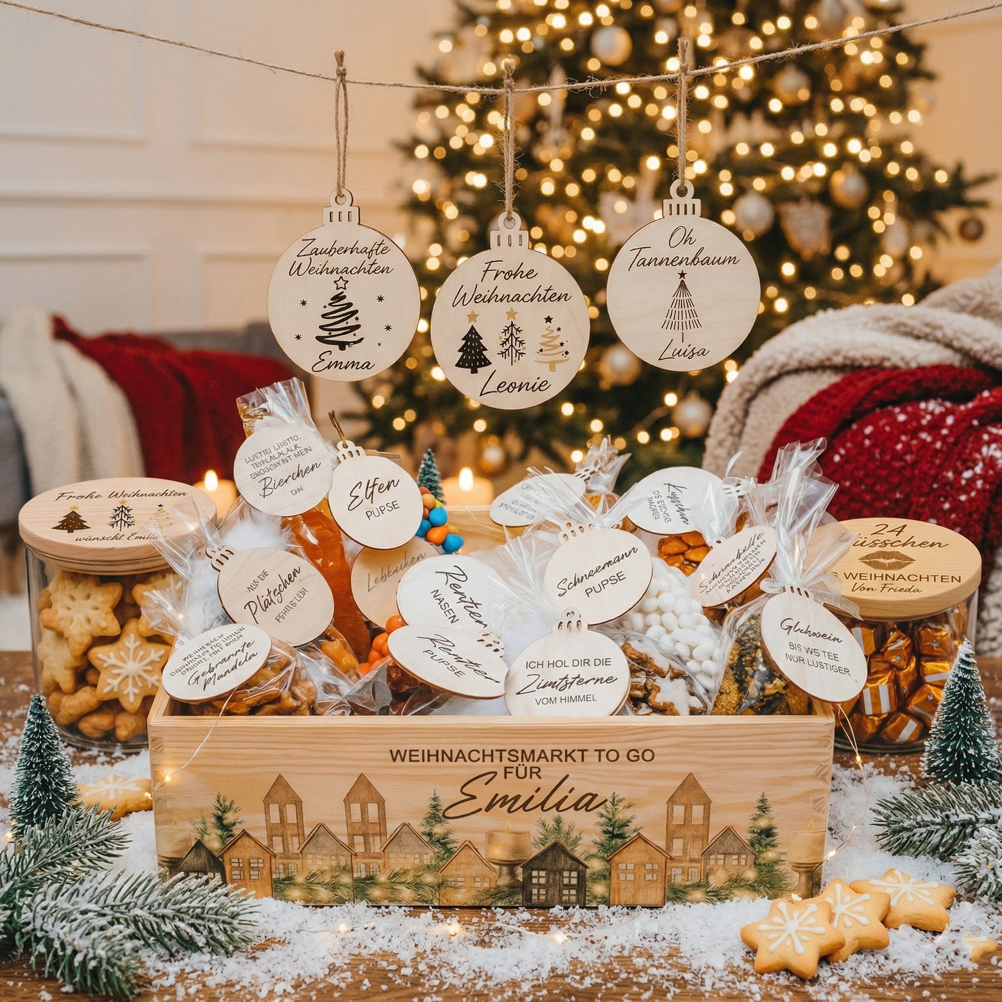 Personalisierte Weihnachtsgeschenke mit Namen Adventskalender Kugeln Geschenkideen