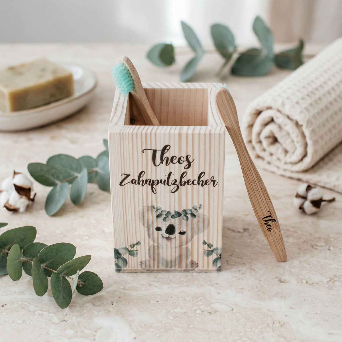Zahnbürste & Zahnputzbecher personalisiert – Kinder Set mit Namen
