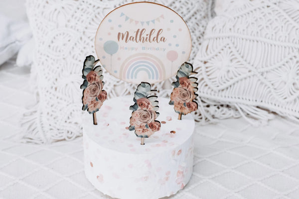 Caketopper 3er Set Blumen