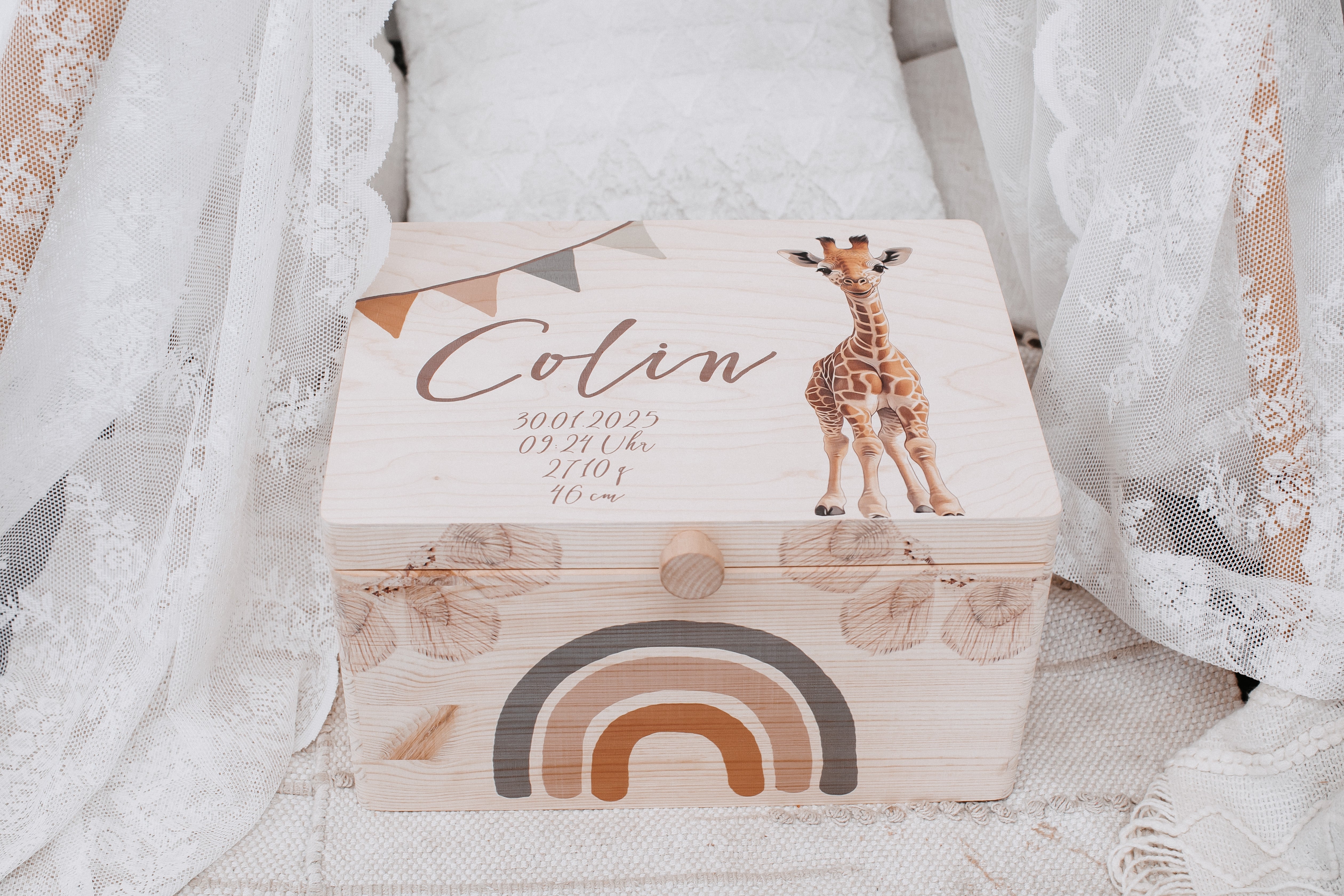 Erinnerungskiste Giraffe Regenbogen