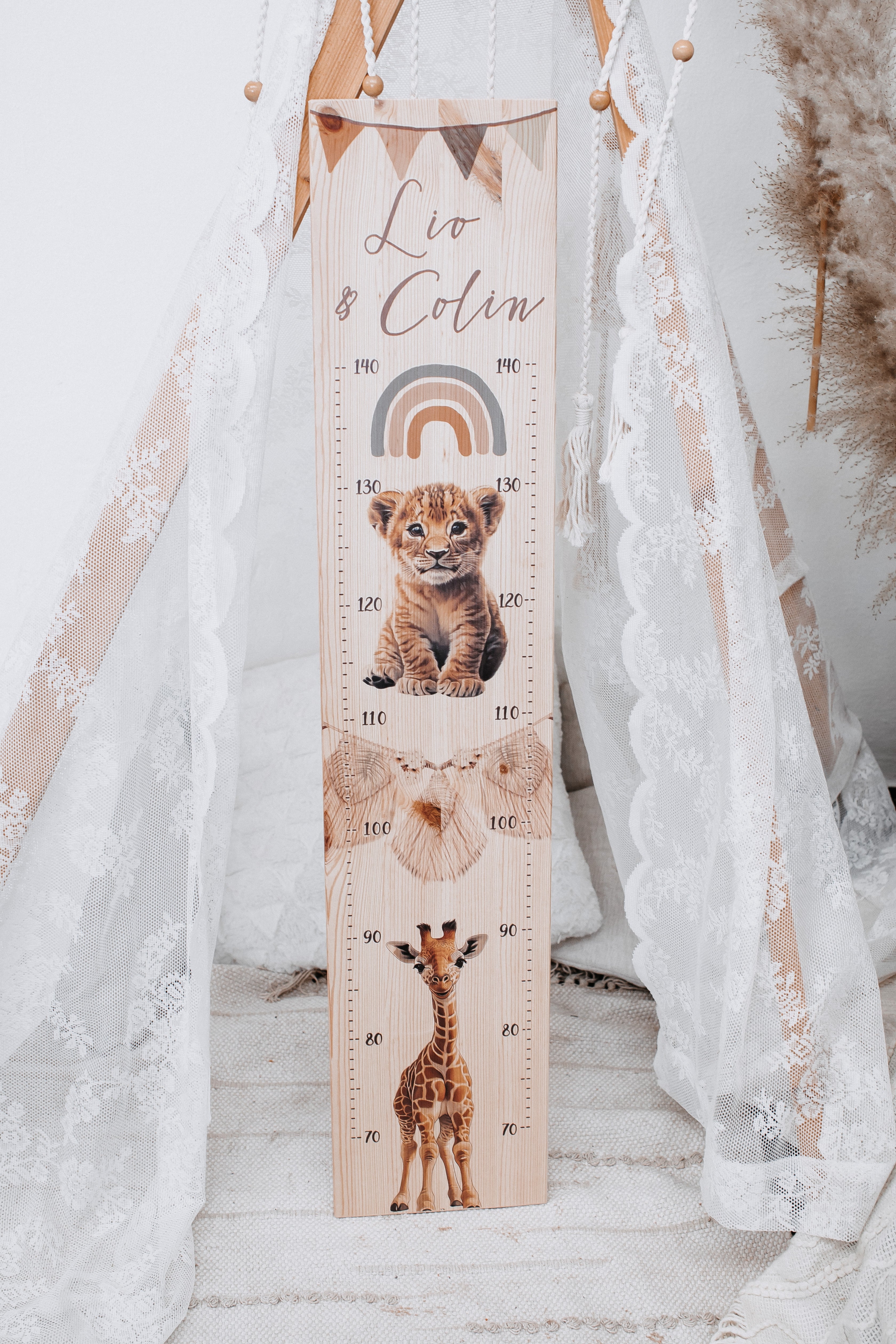 Messlatte Geschwister Löwe Giraffe