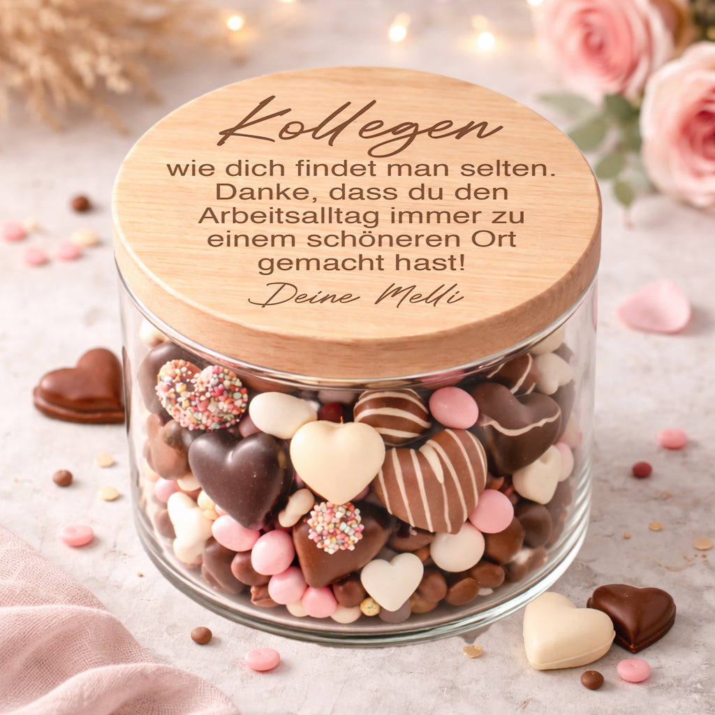 Abschiedsgeschenk Kollegen Danke Glas personalisiert