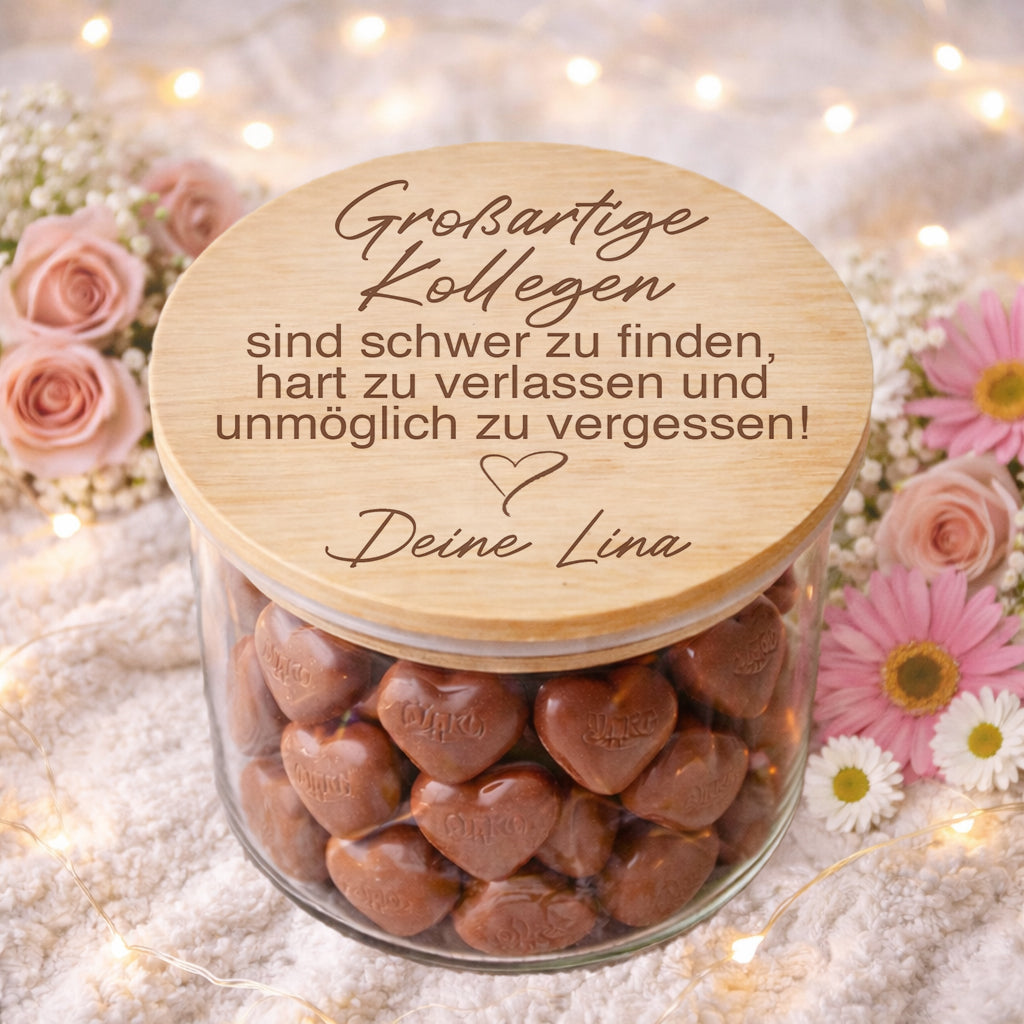 Abschiedsgeschenk Kollegen großartige Kollegen Glas personalisiert