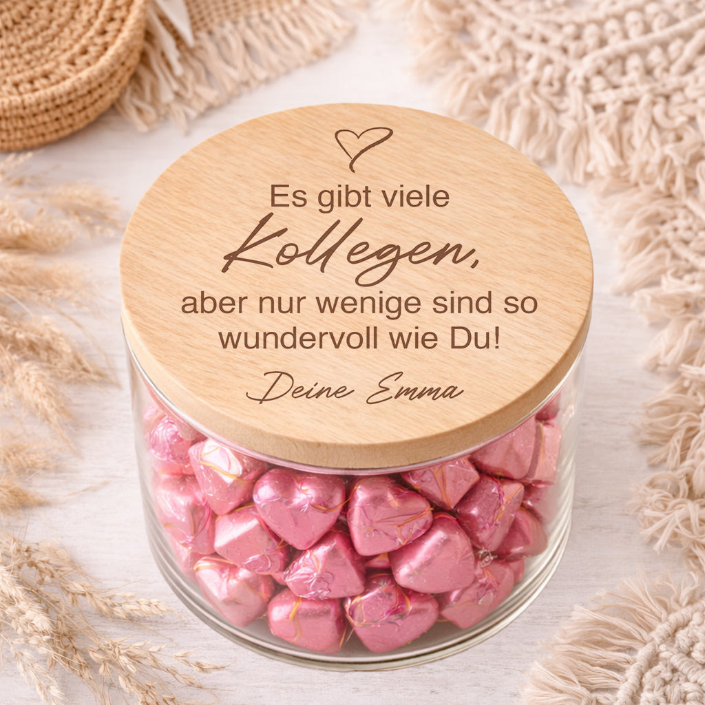 Abschiedsgeschenk Kollegen personalisiertes Glas mit Gravur